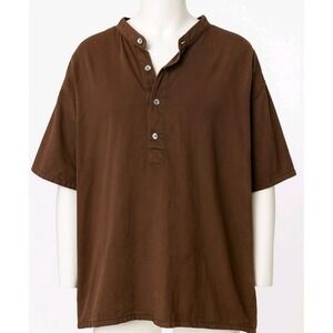Frontier Classics‎ Womens Top XXL 100% Cotton Brown Mandarin collar